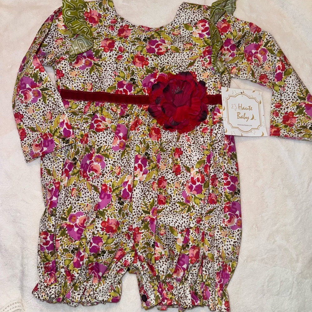 Floral One Piece - Pink and Green